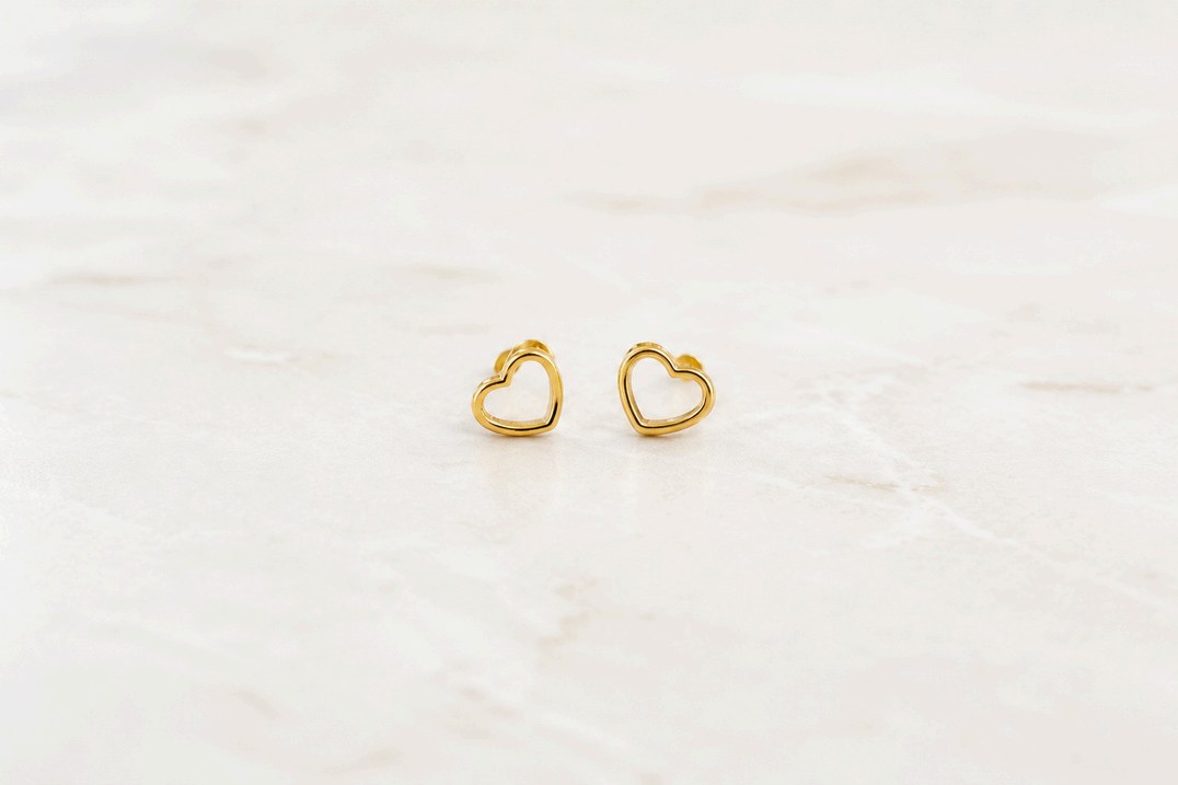 Aretes Corazón en oro italiano